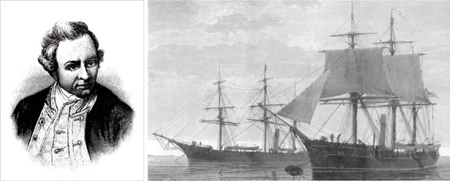 James Cook (1728-1779); die beiden Schiffe für seine dritte Expedition	Quelle Bild rechts [3]