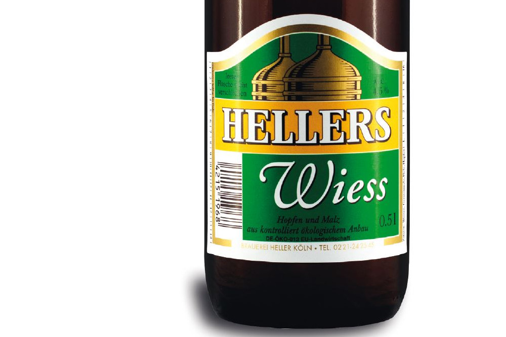 Etikett eines Wiess der Kölner Brauerei Heller