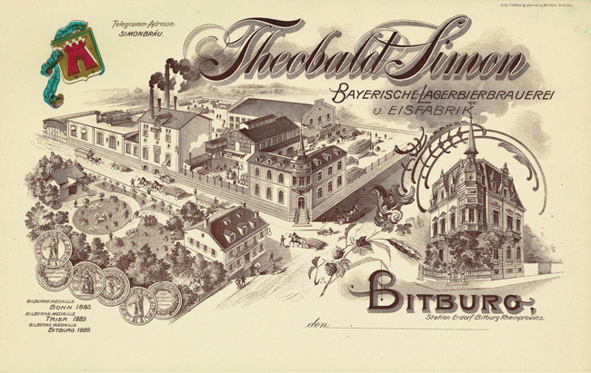Historischer Briefkopf der Simonbräu-Brauerei (Quelle: Bitburger Brauerei)